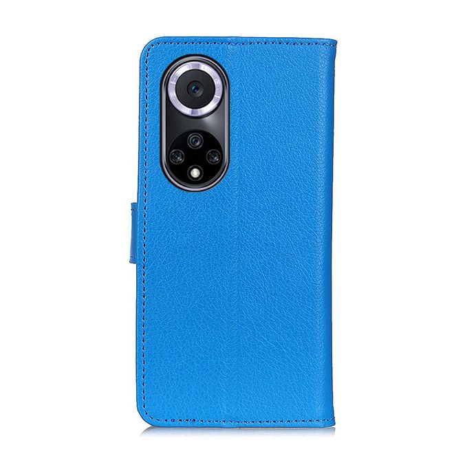 Huawei nova 9 Handy Hülle - Litchi Leder Bookcover Series - blau