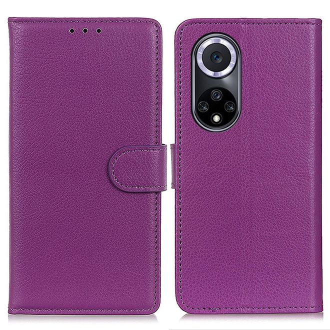 Huawei nova 9 Handy Hülle - Litchi Leder Bookcover Series - purpur