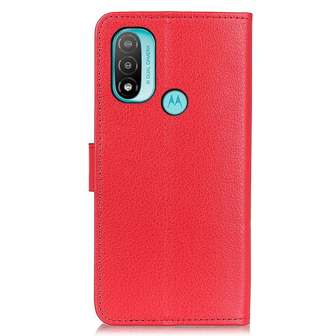 Motorola Moto E20 / E40 Handy Hülle - Litchi Leder Bookcover Series - rot