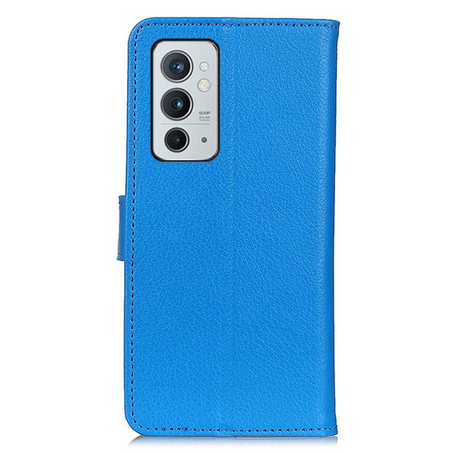 OnePlus 9RT 5G Handy Hülle - Litchi Leder Bookcover Series - blau