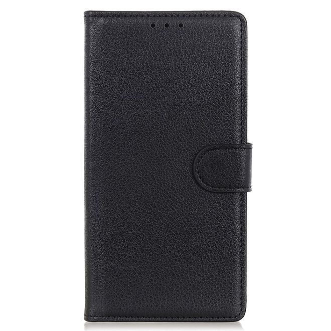 OnePlus 9RT 5G Handy Hülle - Litchi Leder Bookcover Series - schwarz