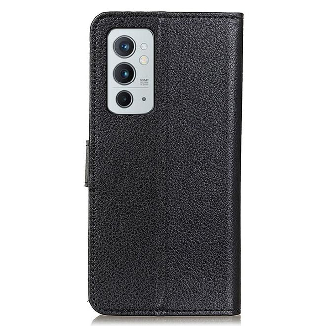 OnePlus 9RT 5G Handy Hülle - Litchi Leder Bookcover Series - schwarz