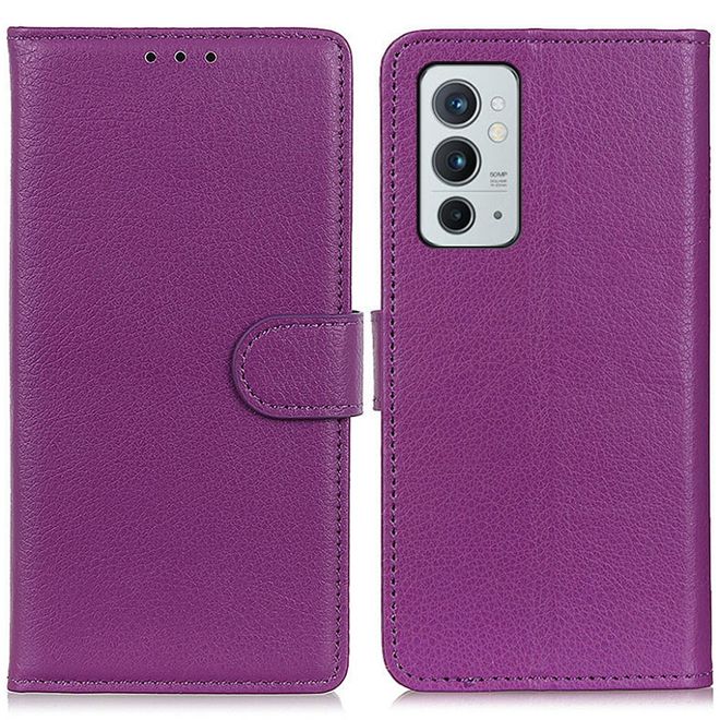 OnePlus 9RT 5G Handy Hülle - Litchi Leder Bookcover Series - purpur