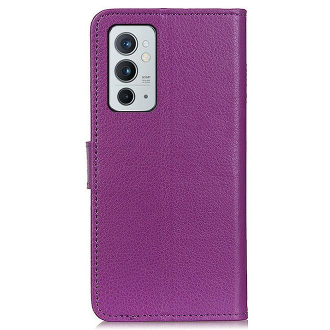 OnePlus 9RT 5G Handy Hülle - Litchi Leder Bookcover Series - purpur