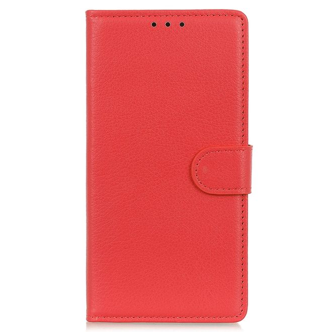 OnePlus 9RT 5G Handy Hülle - Litchi Leder Bookcover Series - rot