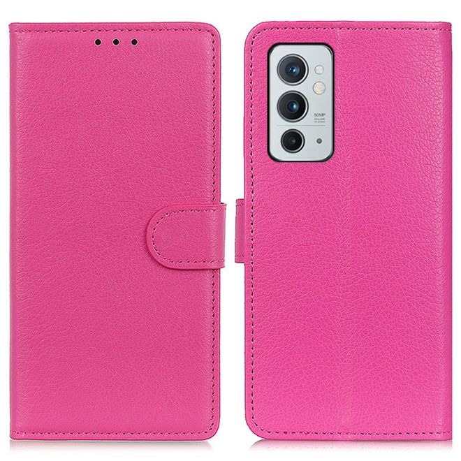 OnePlus 9RT 5G Handy Hülle - Litchi Leder Bookcover Series - rosa