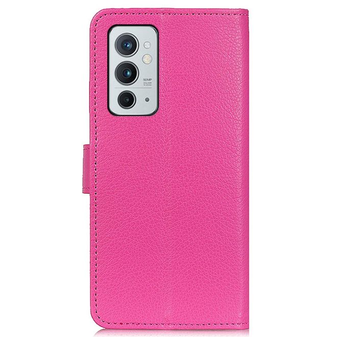 OnePlus 9RT 5G Handy Hülle - Litchi Leder Bookcover Series - rosa