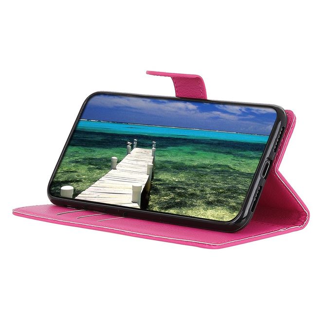 OnePlus 9RT 5G Handy Hülle - Litchi Leder Bookcover Series - rosa