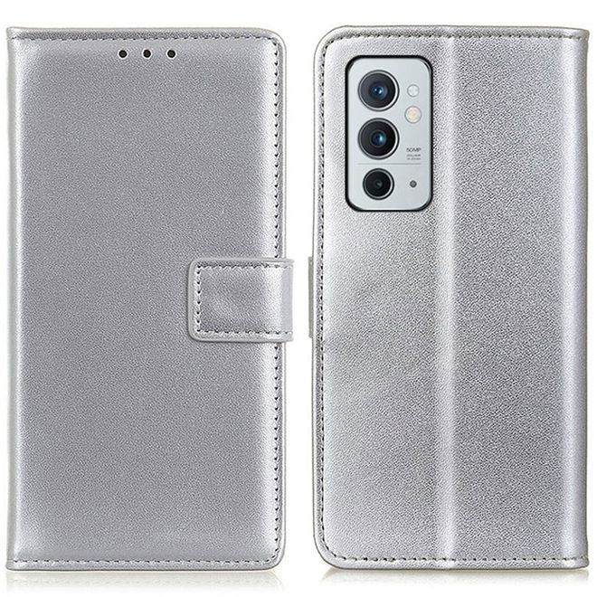 OnePlus 9RT 5G Handy Hülle - Classic II Leder Bookcover Series - silber