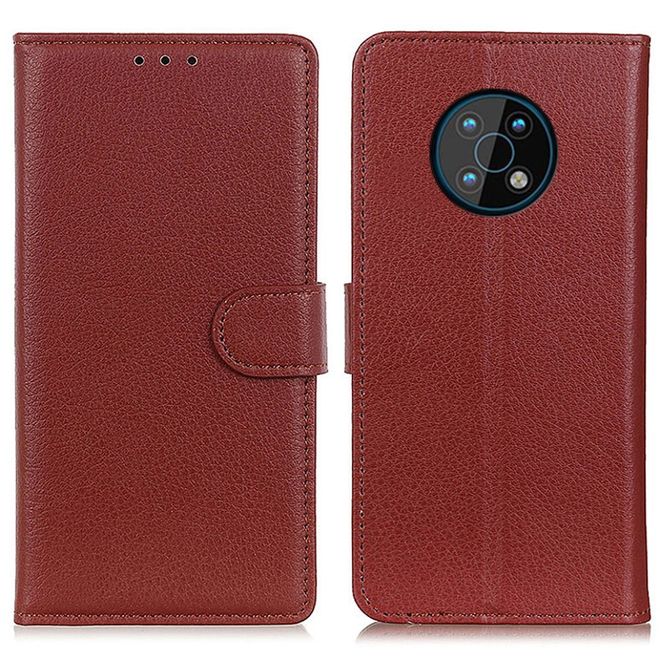 Nokia G50 Handy Hülle - Litchi Leder Bookcover Series - braun