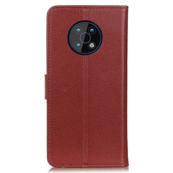 Nokia G50 Handy Hülle - Litchi Leder Bookcover Series - braun