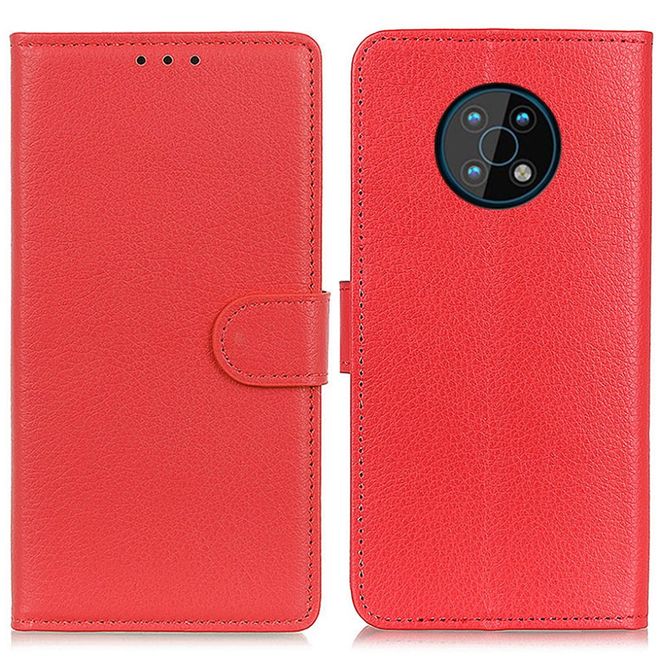 Nokia G50 Handy Hülle - Litchi Leder Bookcover Series - rot