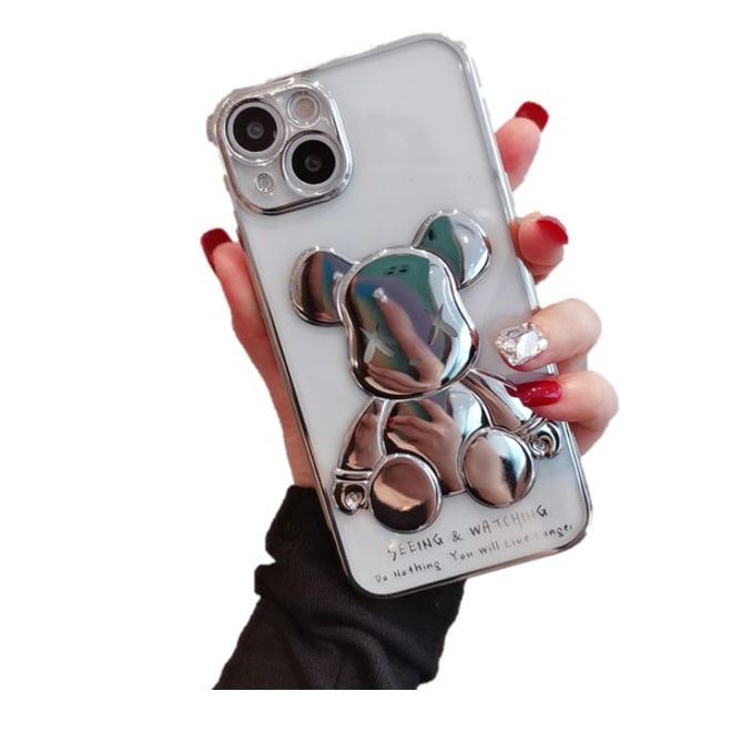 iPhone 13 Pro Hülle - Flexibles TPU Case - mit Kameraschutz - Bear Series - silber