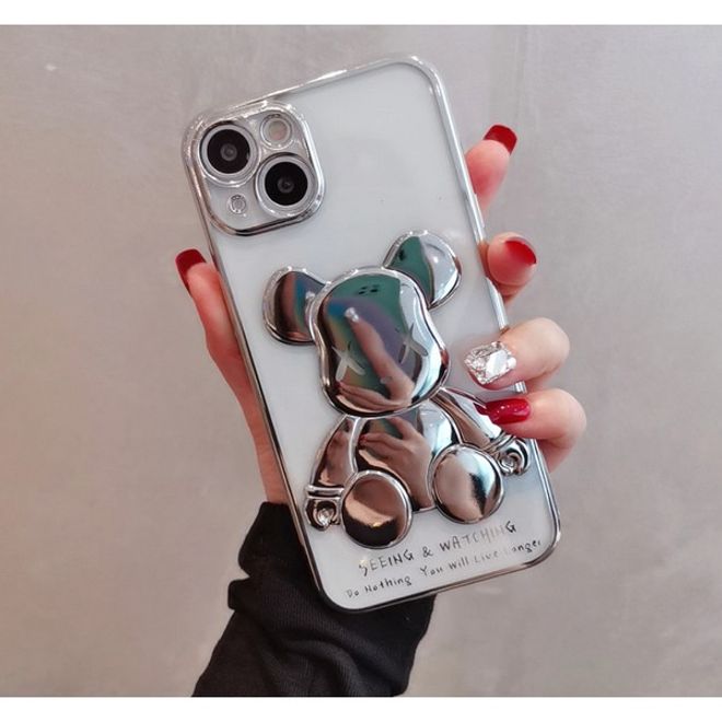iPhone 13 Pro Hülle - Flexibles TPU Case - mit Kameraschutz - Bear Series - silber