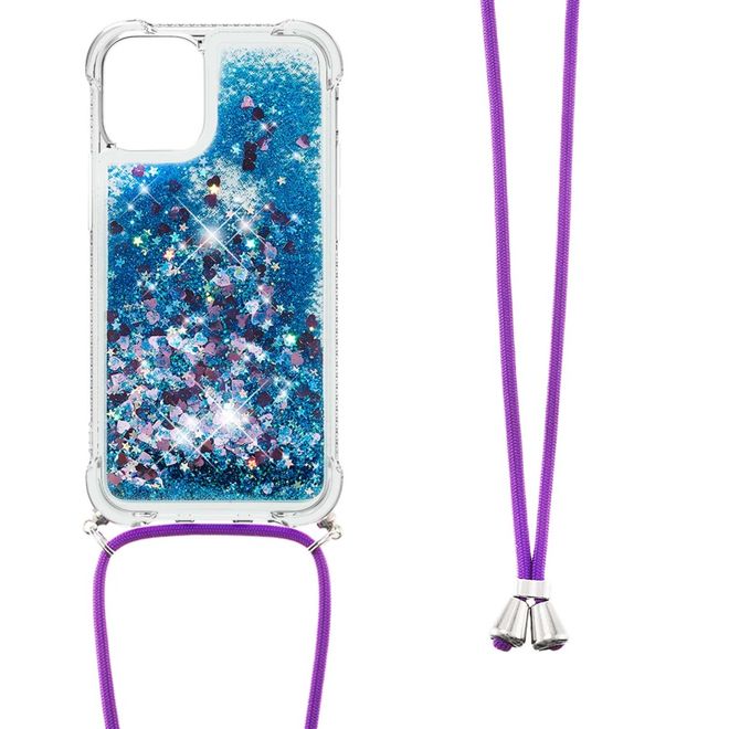 iPhone 13 mini Handykette - Necklace Umhänge Softcase Hülle - blau