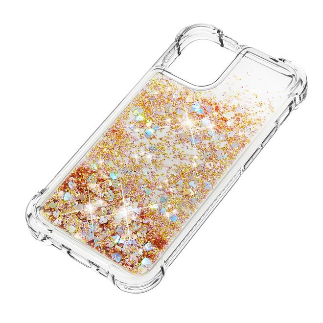 iPhone 13 Pro Max Hülle - Glitter Softcase - gold