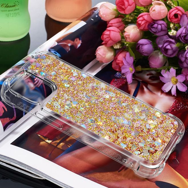 iPhone 13 Pro Max Hülle - Glitter Softcase - gold
