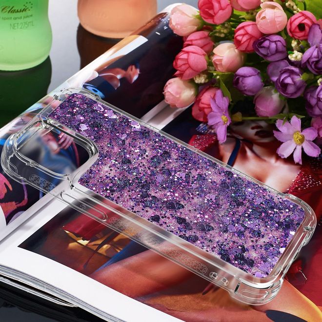 iPhone 13 Pro Max Hülle - Glitter Softcase - dunkelpurpur