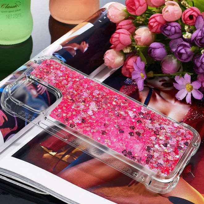 iPhone 13 Pro Max Hülle - Glitter Softcase - rosa