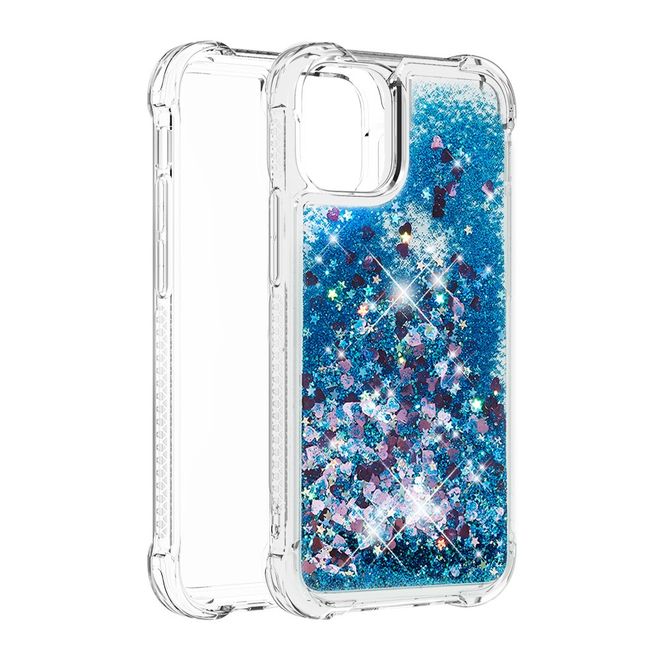 iPhone 13 Pro Max Hülle - Glitter Softcase - blau