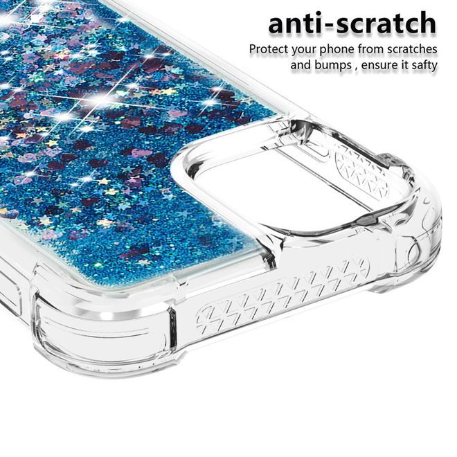 iPhone 13 Pro Max Hülle - Glitter Softcase - blau