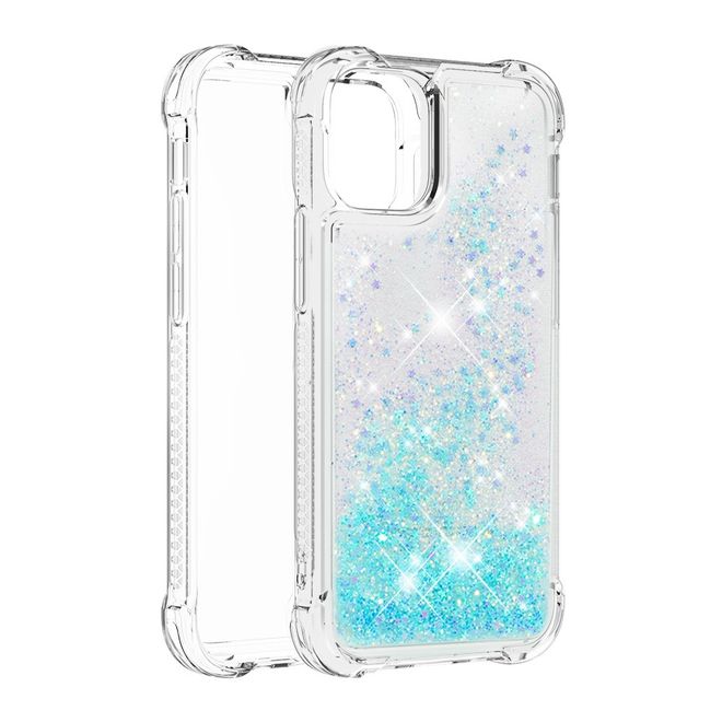 iPhone 13 Pro Max Hülle - Glitter Softcase - hellblau