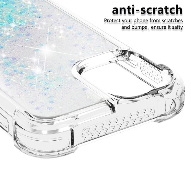iPhone 13 Pro Max Hülle - Glitter Softcase - hellblau
