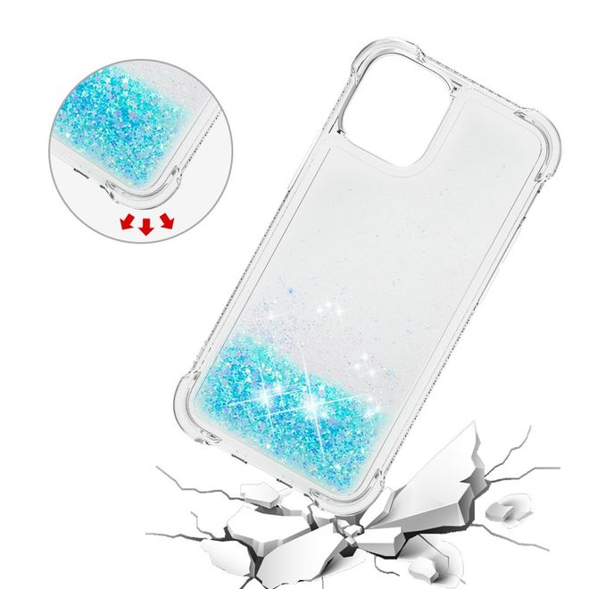 iPhone 13 Pro Max Hülle - Glitter Softcase - hellblau