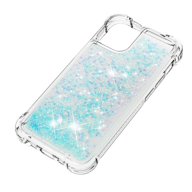 iPhone 13 Pro Max Hülle - Glitter Softcase - hellblau