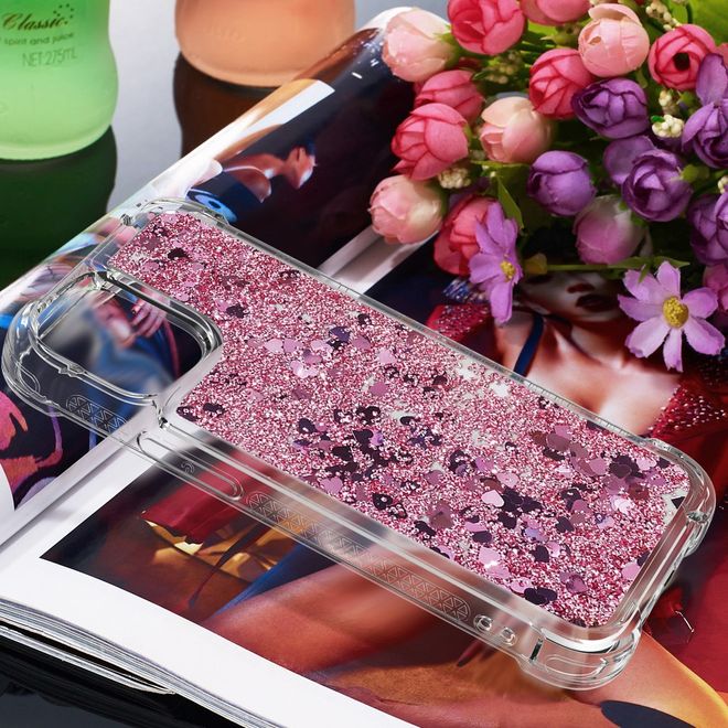 iPhone 13 Pro Hülle - Glitter Softcase - rosegold