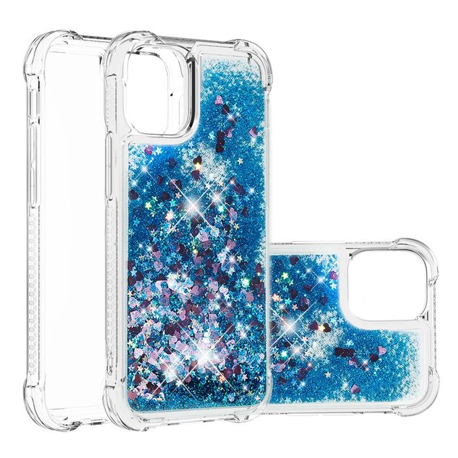iPhone 13 Pro Hülle - Glitter Softcase - blau