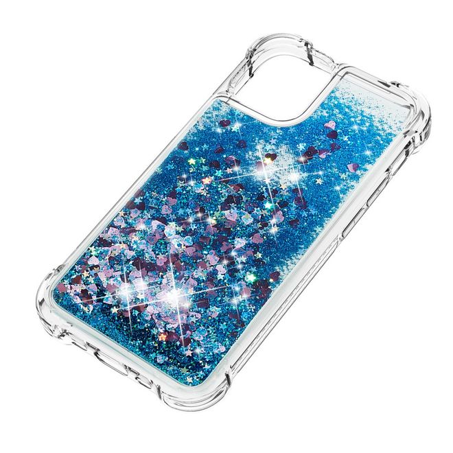 iPhone 13 Pro Hülle - Glitter Softcase - blau
