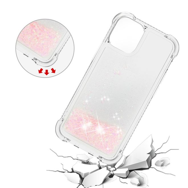 Coque pour iPhone 13 Pro - coque souple à paillettes - rose