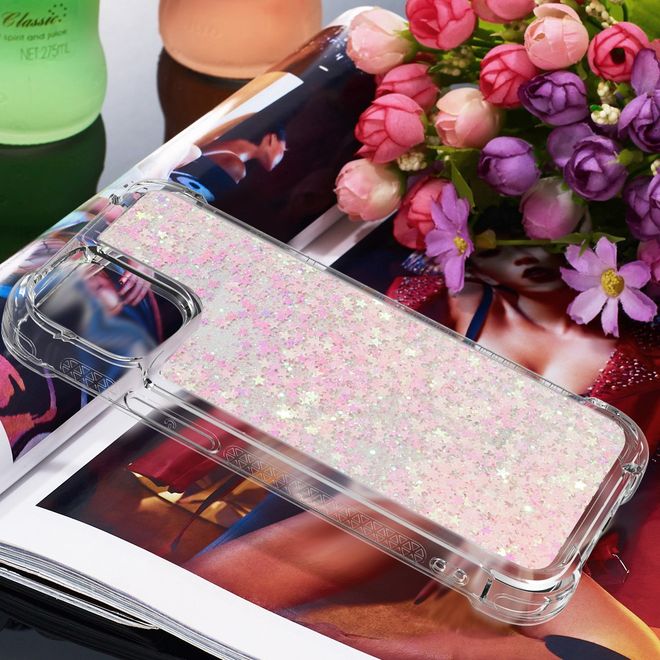 Coque pour iPhone 13 Pro - coque souple à paillettes - rose