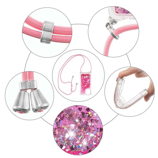 iPhone 13 Pro Handykette - Necklace Umhänge Softcase Hülle - rosa