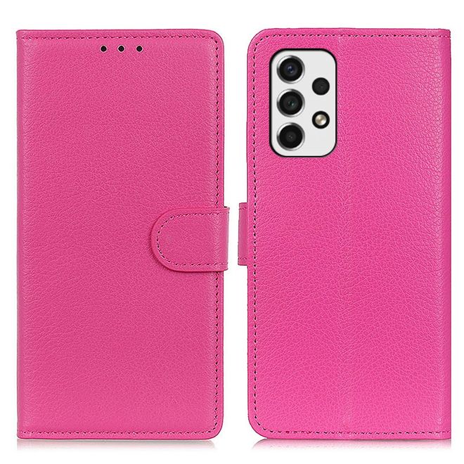 Samsung Galaxy A53 5G Handy Hülle - Litchi Leder Bookcover Series - rosa