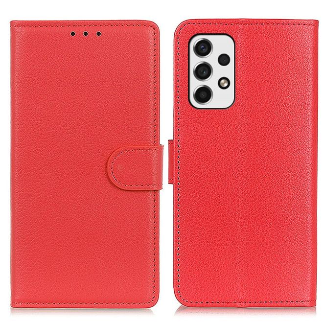 Samsung Galaxy A53 5G Handy Hülle - Litchi Leder Bookcover Series - rot