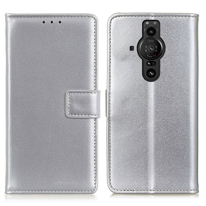 Sony Xperia Pro-I Handy Hülle - Classic II Leder Bookcover Series - silber