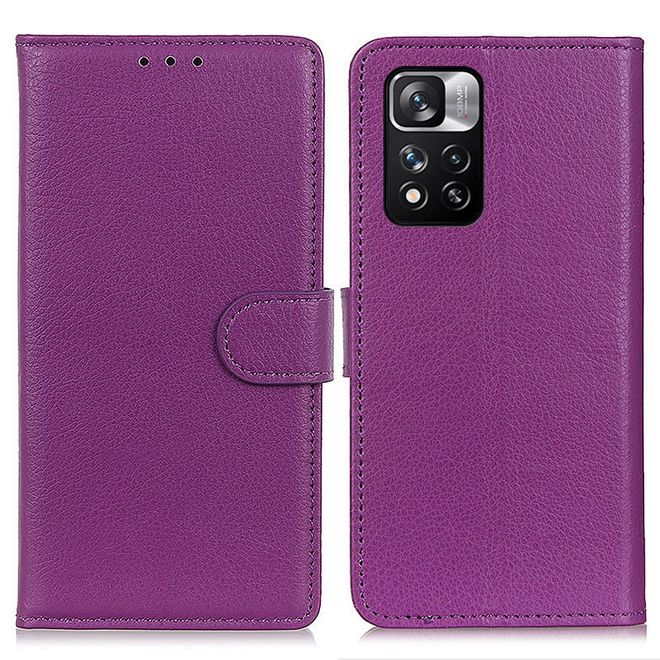 Xiaomi Redmi Note 11 Pro 5G / 11 Pro+ 5G Handy Hülle - Litchi Leder Bookcover Series - purpur