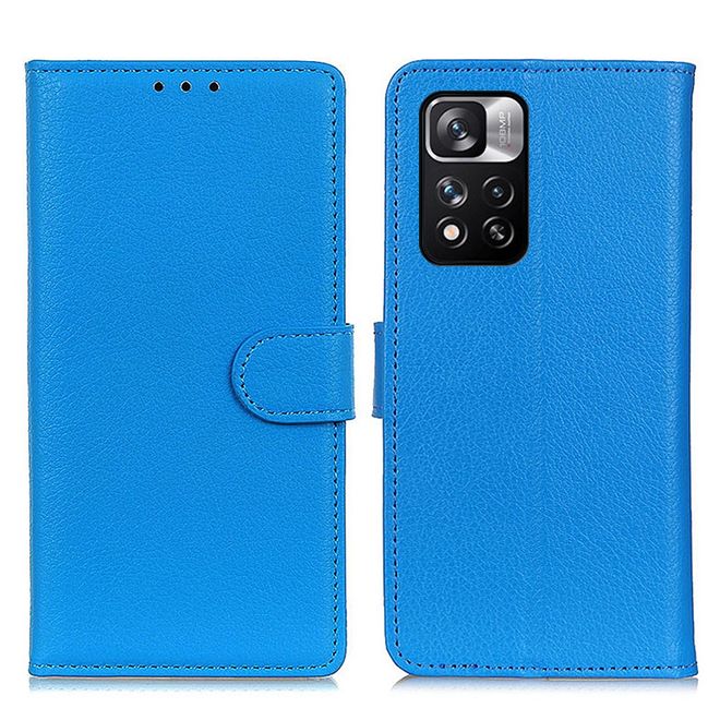 Xiaomi Redmi Note 11 Pro 5G / 11 Pro+ 5G Handy Hülle - Litchi Leder Bookcover Series - blau