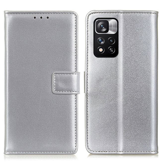 Xiaomi Redmi Note 11 Pro 5G / 11 Pro+ 5G Handy Hülle - Classic II Leder Bookcover Series - silber