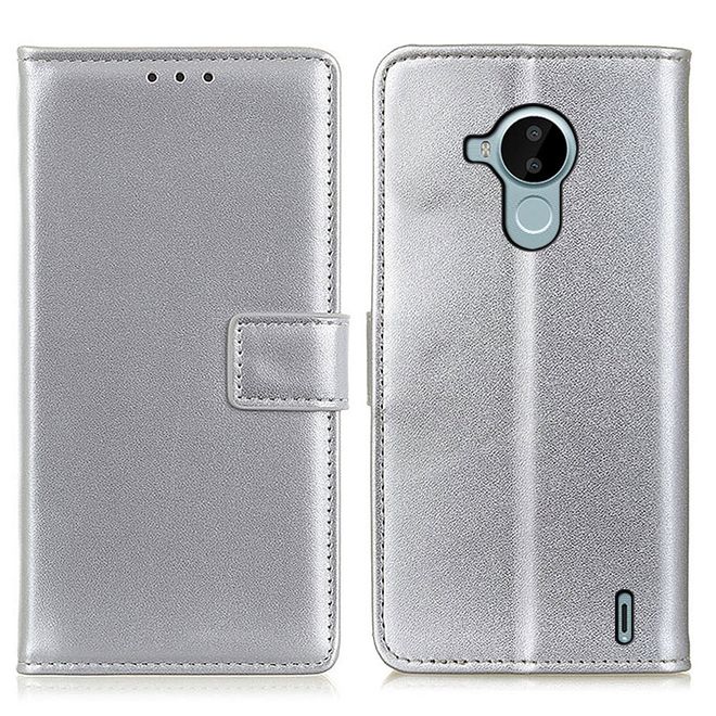 Nokia C30 Handy Hülle - Classic II Leder Bookcover Series - silber