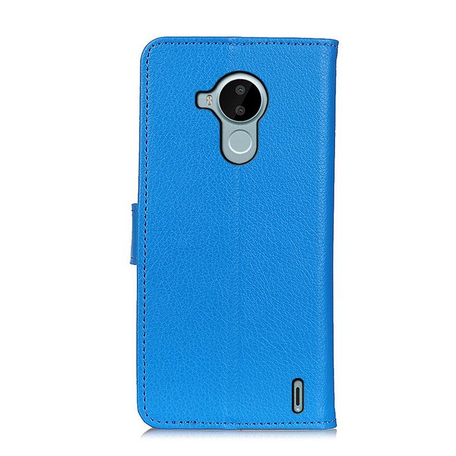 Nokia C30 Handy Hülle - Litchi Leder Bookcover Series - blau