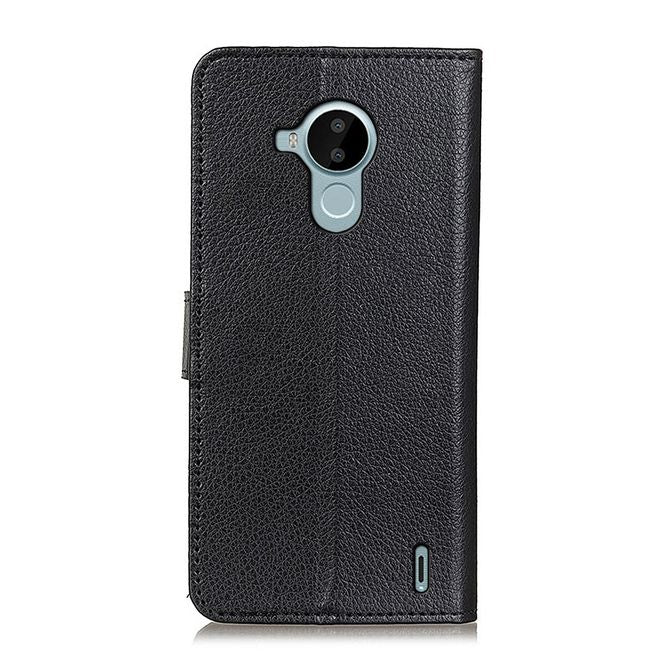 Nokia C30 Handy Hülle - Litchi Leder Bookcover Series - schwarz