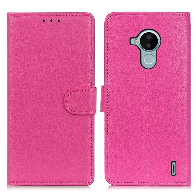 Nokia C30 Handy Hülle - Litchi Leder Bookcover Series - rosa