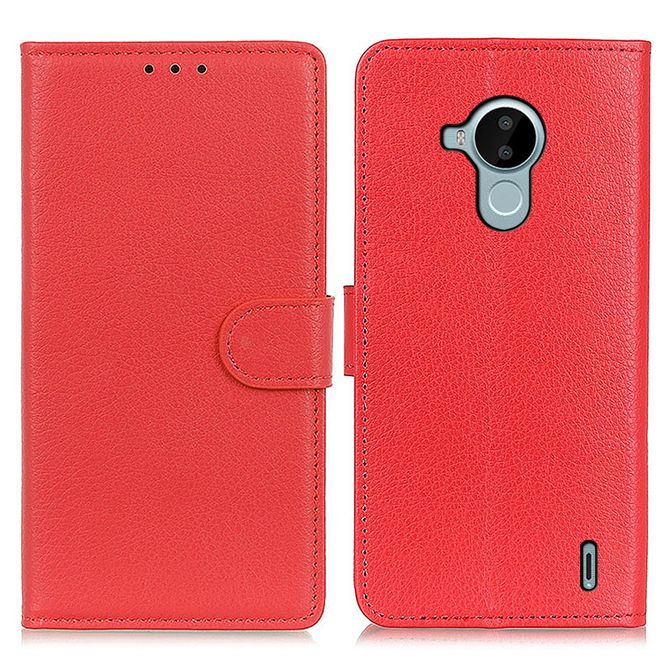 Nokia C30 Handy Hülle - Litchi Leder Bookcover Series - rot