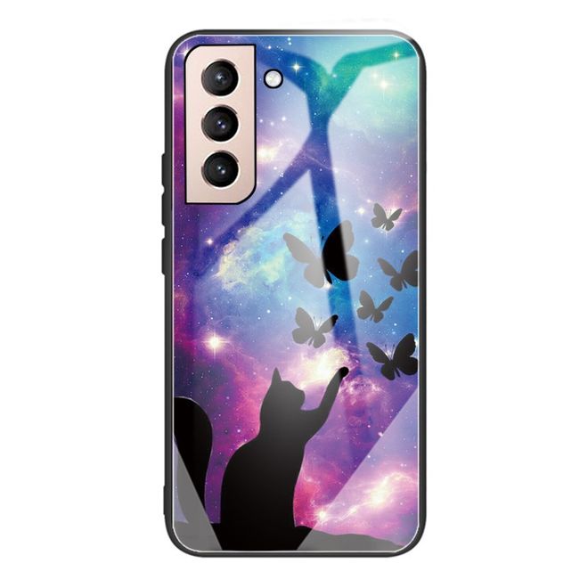 Samsung Galaxy S22+ Handyhülle - Image Glas und Kunststoff Series - Katze und Schmetterling