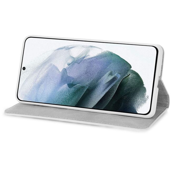 Samsung Galaxy S22+ Handy Hülle - Leder Glitzerhülle mit Streifen - gold