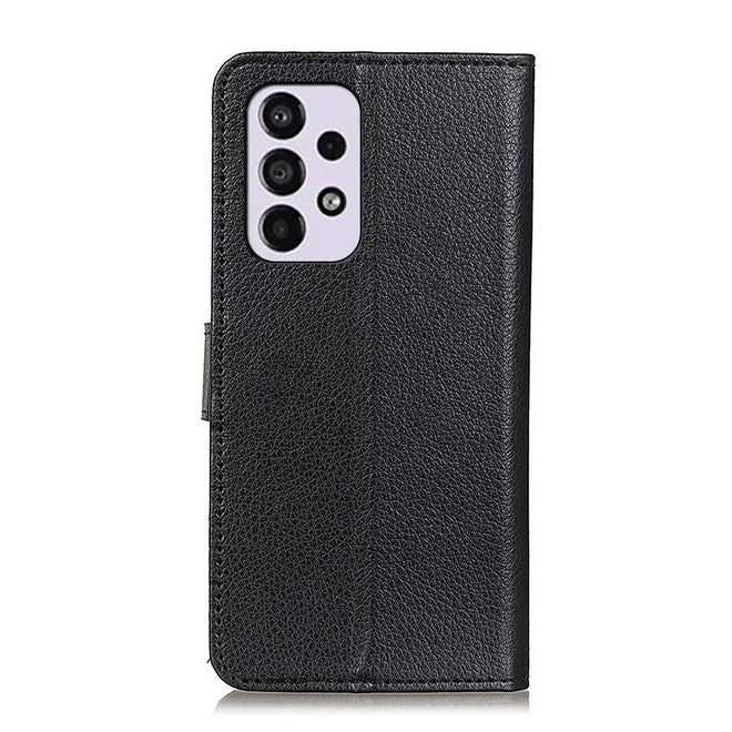 Samsung Galaxy A33 5G Handy Hülle - Litchi Leder Bookcover Series - schwarz