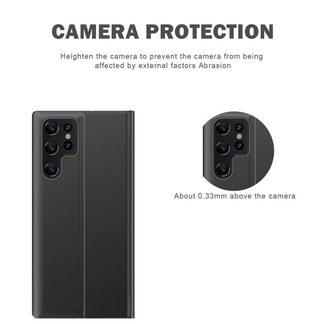 Samsung Galaxy S22 Ultra Hülle - Kunstleder Bookcover mit Sichtfenster - dunkelblau